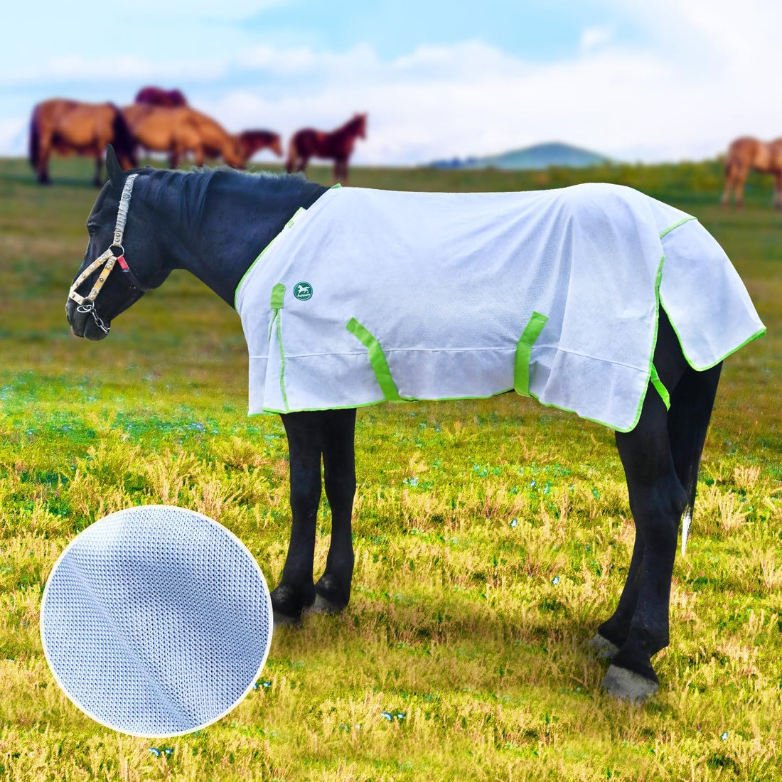 Horse Fly Sheet-Soft Mesh Summer Protection-Grey-66inch
