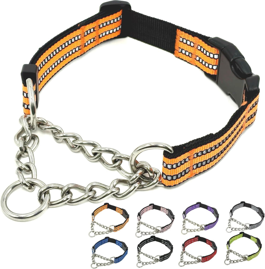 Chain Martingale Dog Collar, No Pull Reflective Training Collar