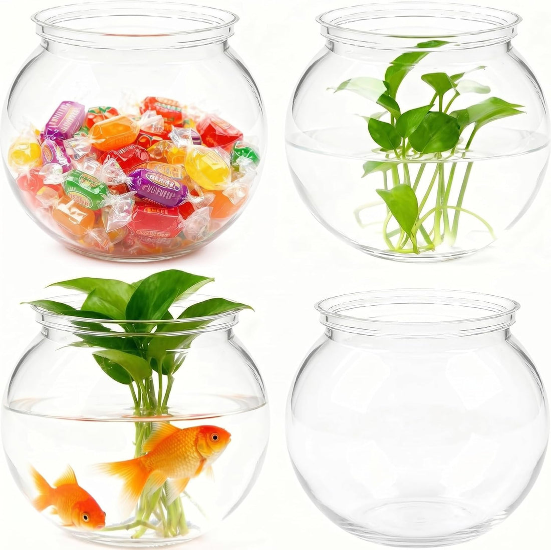 Plastic Fish Bowls 4 Pack 27 Oz Clear Unbreakable Vases Bowls