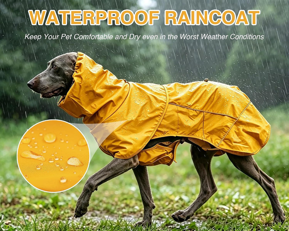 Skmeditec Dog Raincoat with Hood, Waterproof Puppy Rain Coat