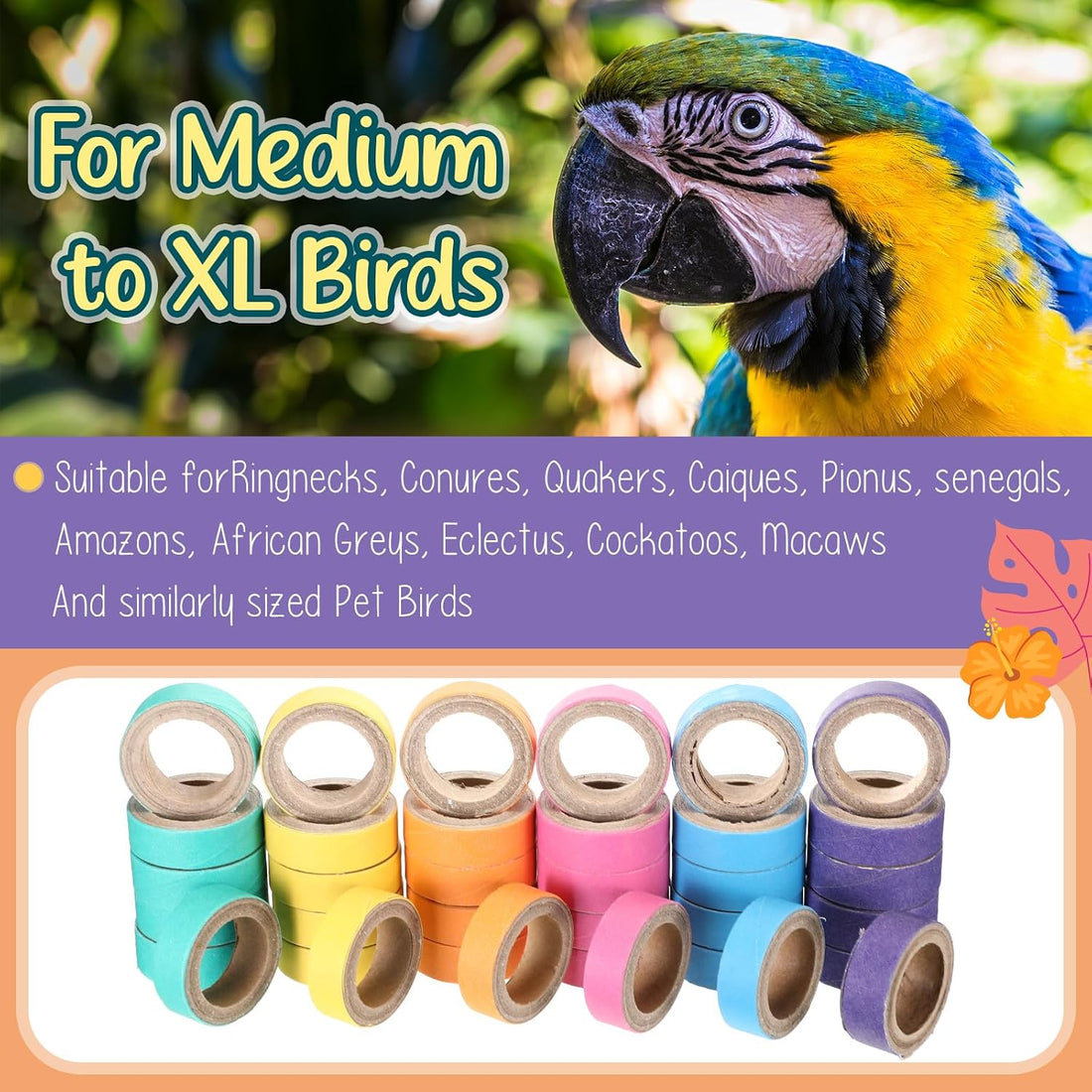 Skyygemm 36 Pcs Parrot Toys Macaw Toys Bulk for Medium Large Birds
