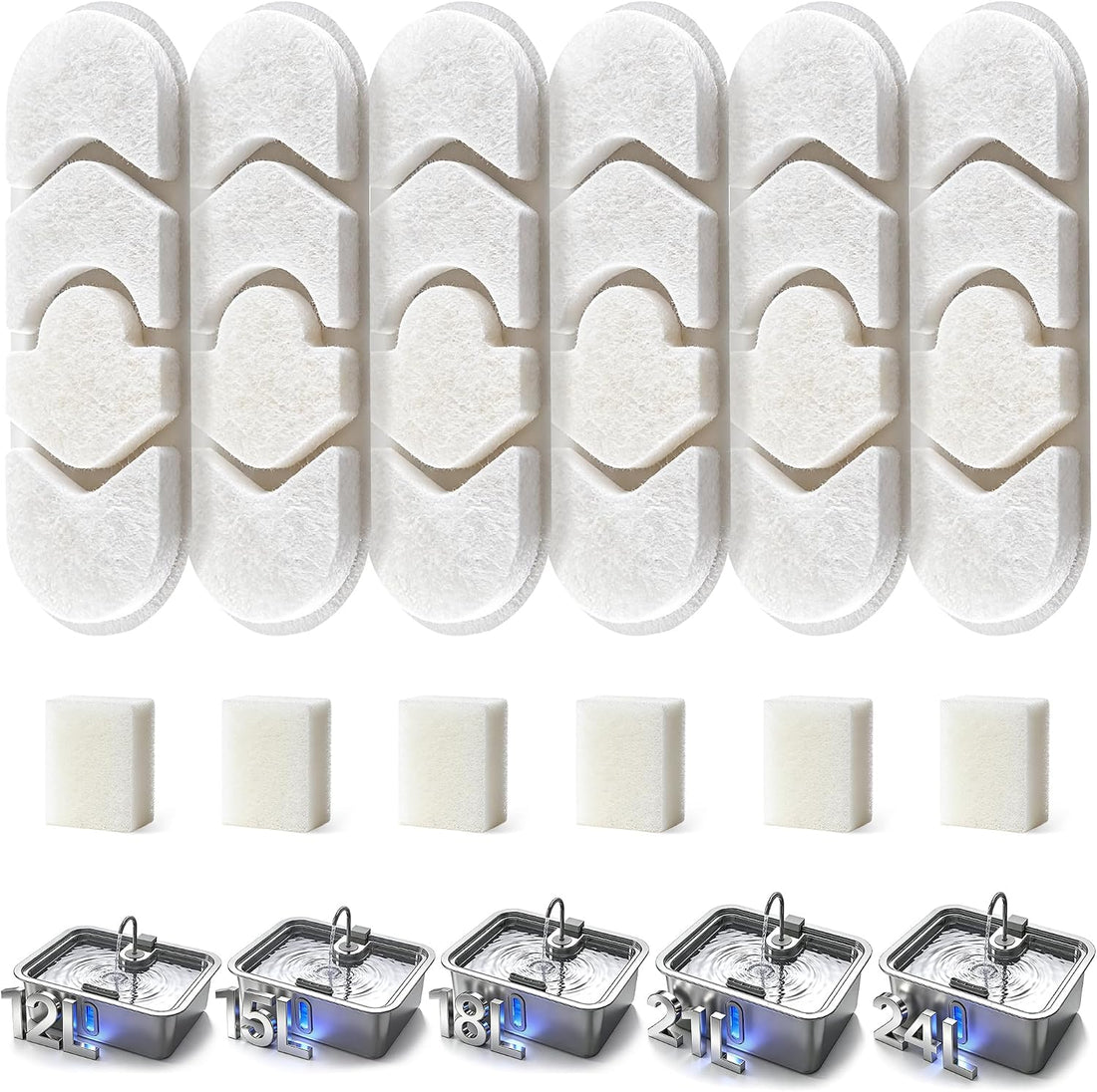 Dog Water Fountain Filter 6-Pack+6 Sponges Set