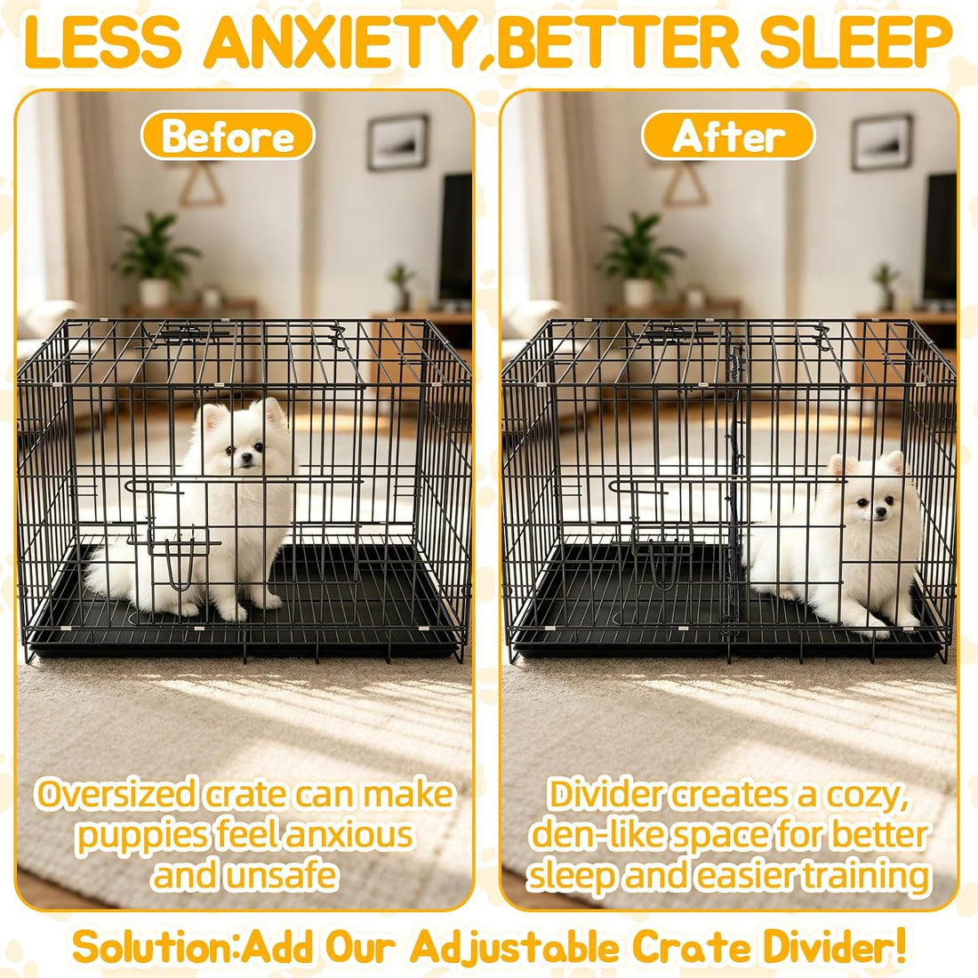 Dog Crate Divider Panel 2-Pack, 16.9" H Adjustable Wire Kennel
