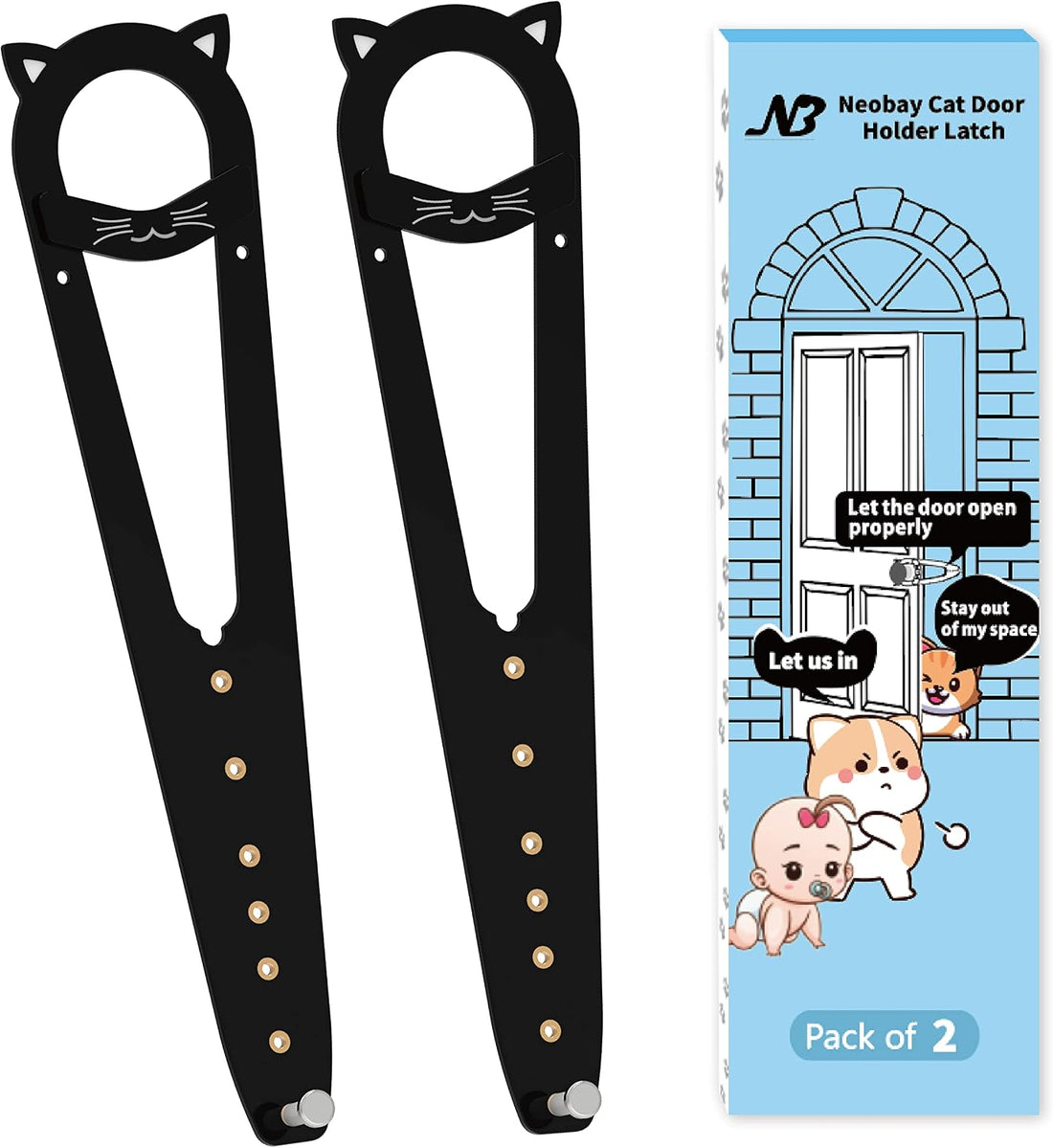 Neobay Cat Door Latch with Stabilizer, Keeps Dogs Out of Litter Box