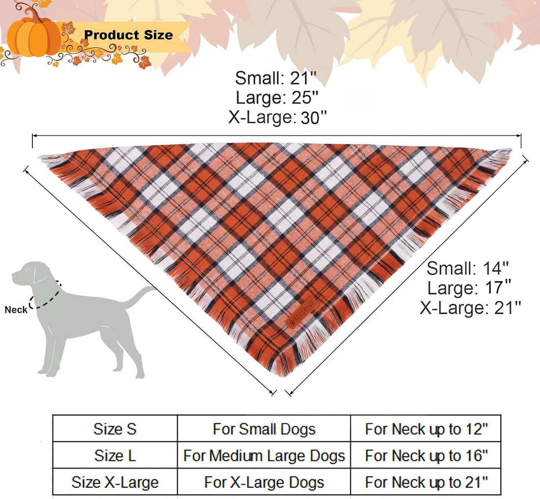 ADOGGYGO Fall Dog Bandana, Brown Plaid Thanksgiving Bandanas for Dogs