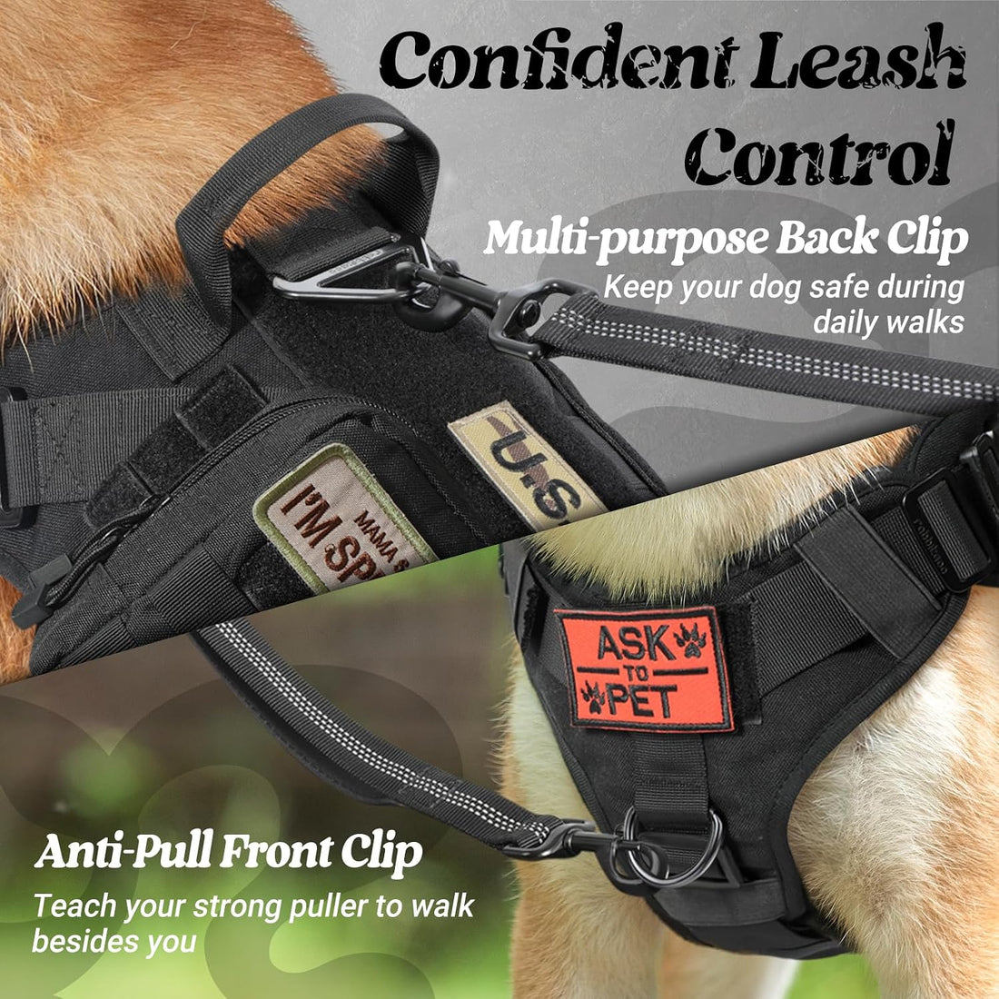 rabbitgoo Tactical Dog Harness for Large