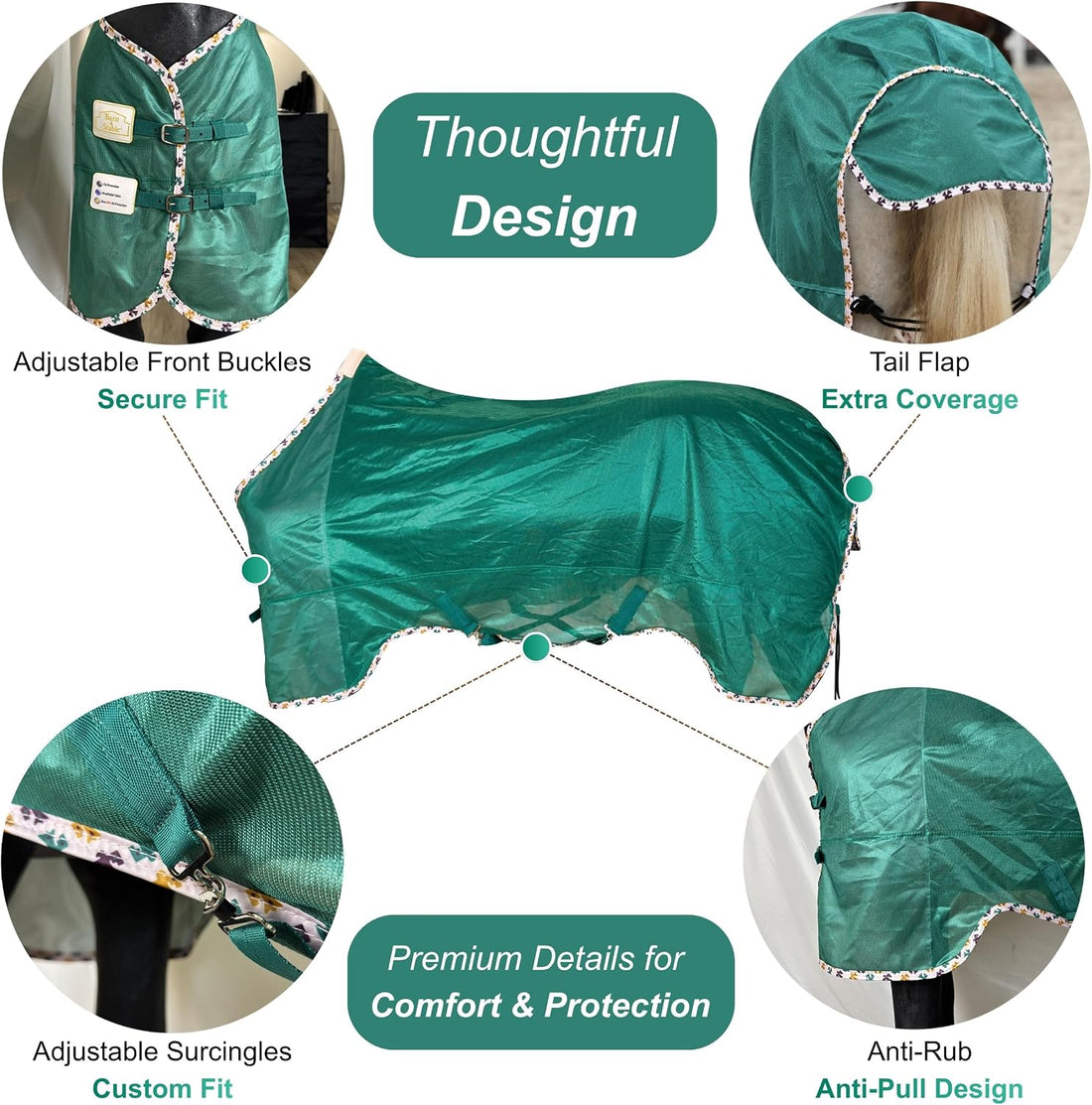 BARN & STABLE Breathable and UV Protective Tear-Resistant Mesh Horse