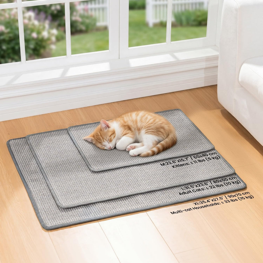 Conlun Cat Scratcher Mat,Natural Sisal Cat Scratch Pad,Horizontal