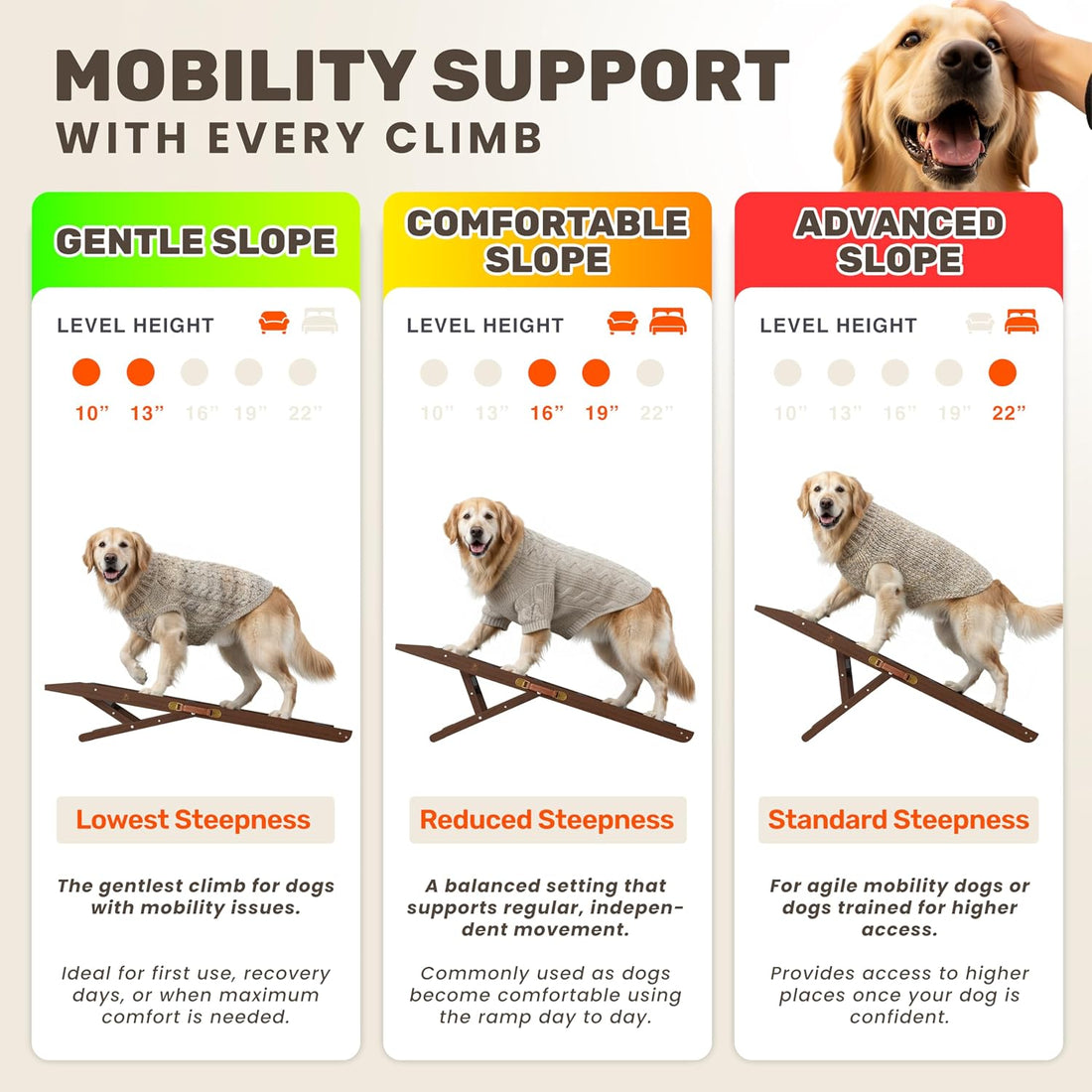 Foldable Dog Ramp for Couch - Portable Dog Ramps for Bed