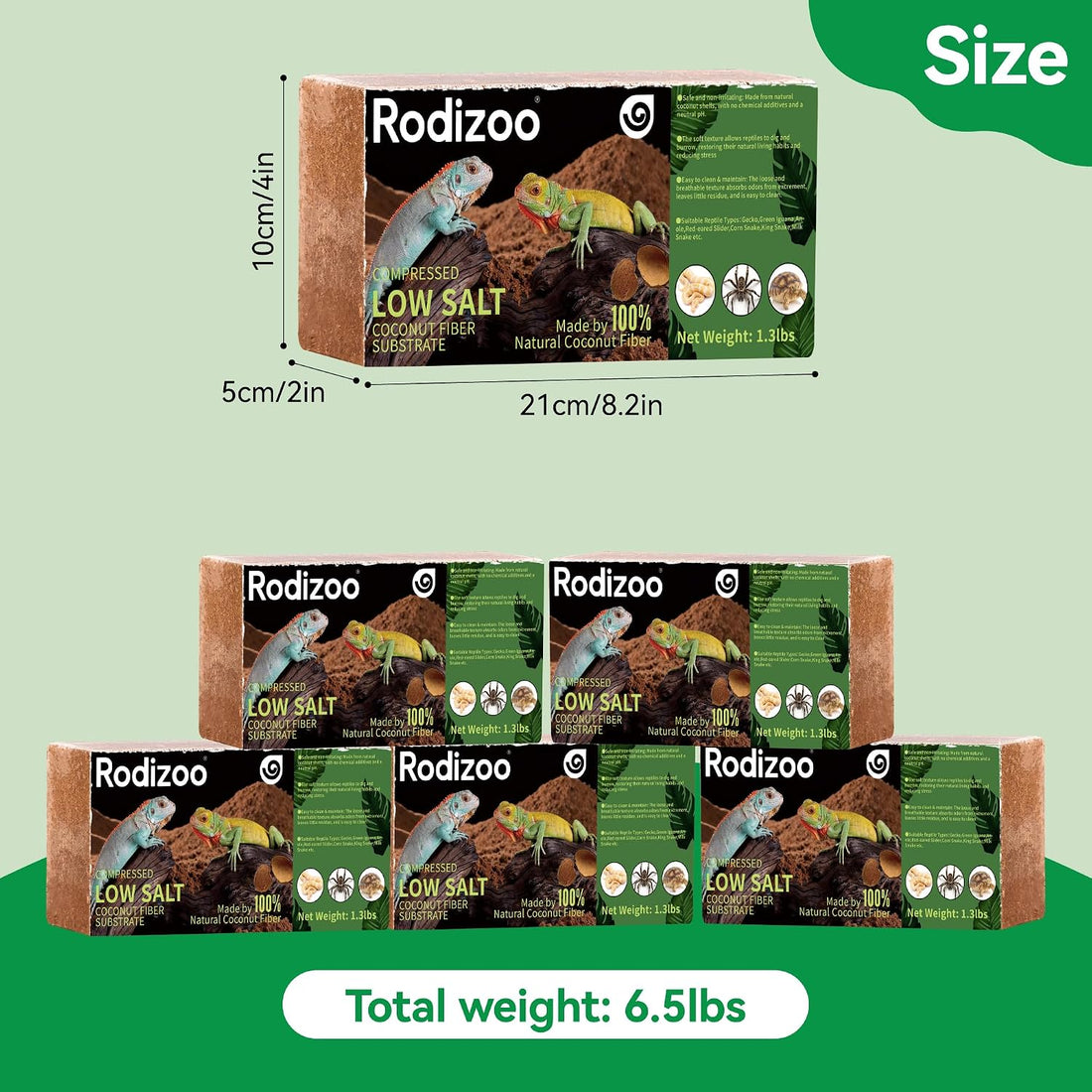 Natural Coconut Fiber Substrate 5 Pack Coco Soil Brick Reptile