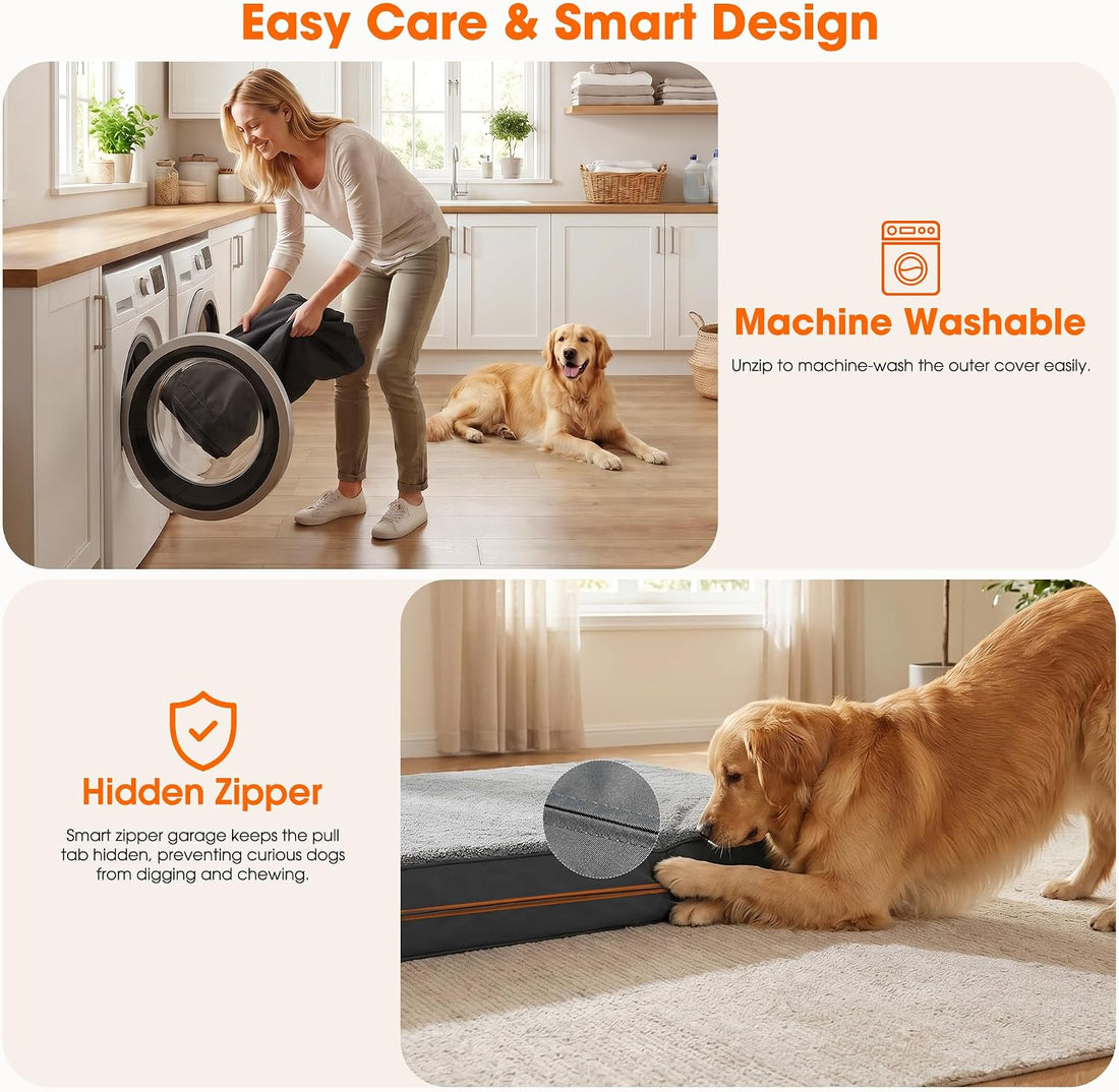 Waterproof Dog Bed for Crate, Chew Proof Orthopedic Crate Pad