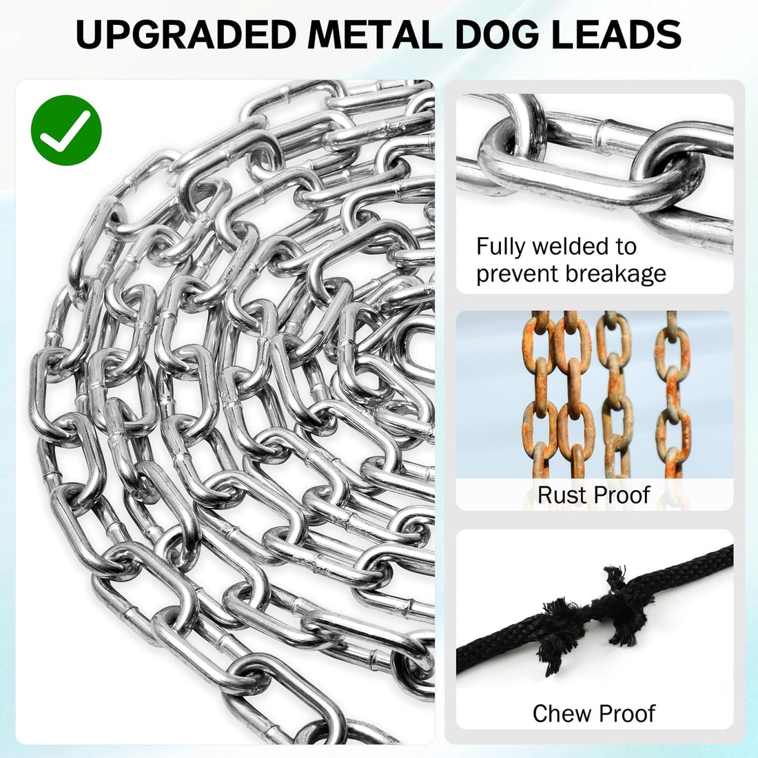 Heavy Duty Dog Chain for Yard-15FT Metal Dog Chain Leash Chew
