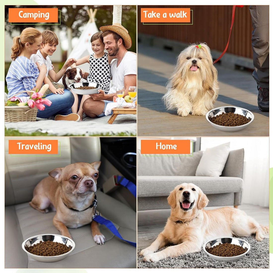 Patelai 4 Pcs Dog Bowl with Lid