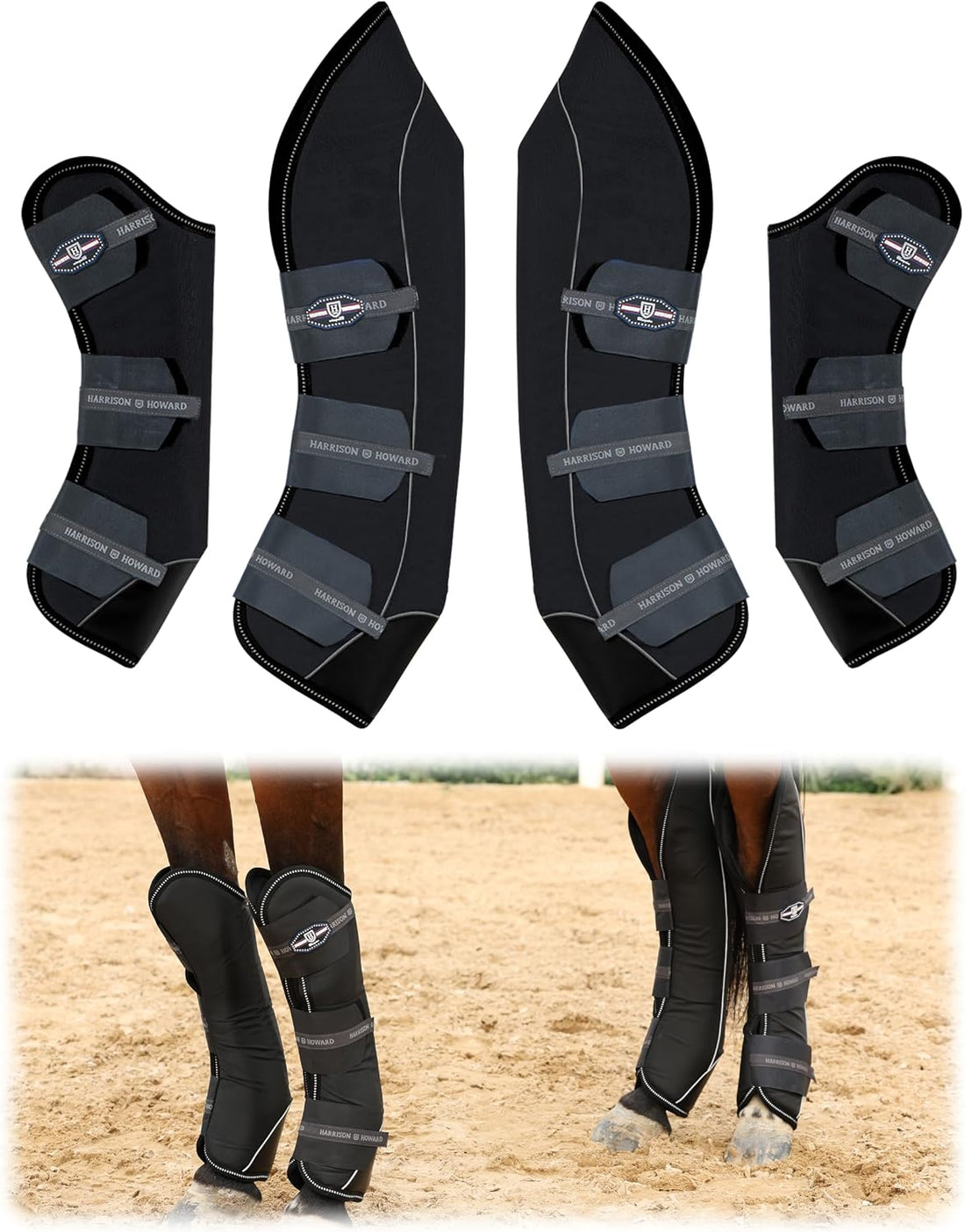 Harrison Howard Premium Shipping Boots for Horses Set of 4 Travel