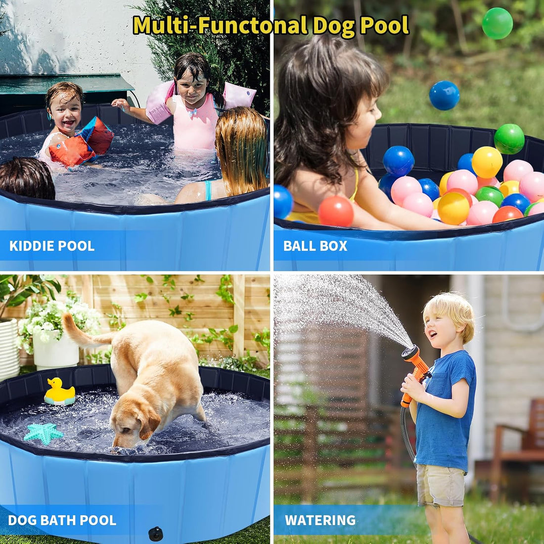 CACSPS Foldable Dog Pool with Hard Plastic, Non-Slip
