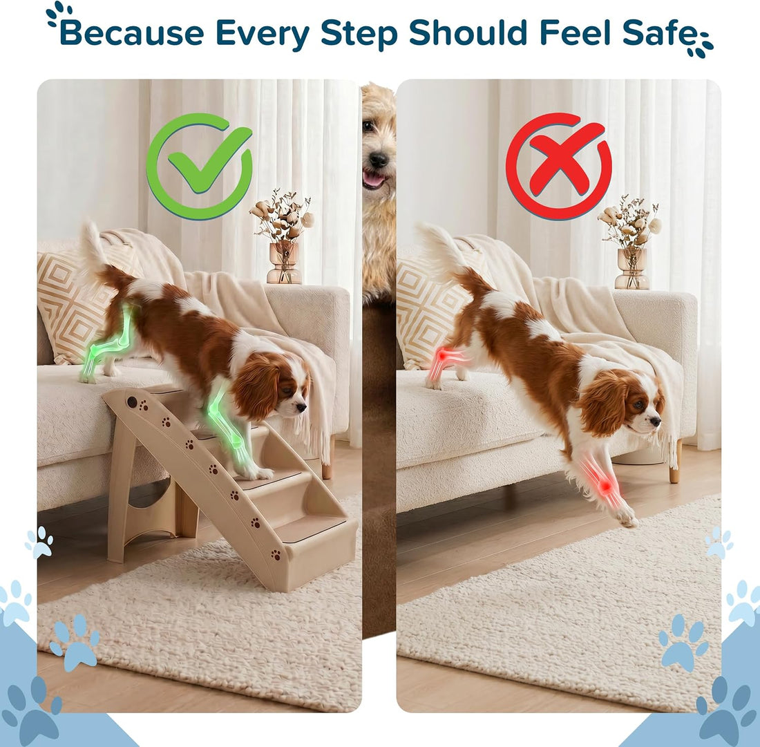 Pet Stairs - Home and Vehicle Foldable Nonslip Dog Steps with 4-Step