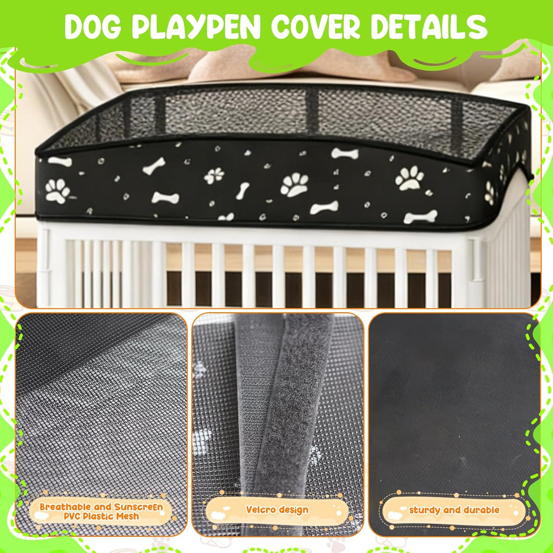 Dog Playpens Cover and Bottom Mat Set,Playpen Not Included