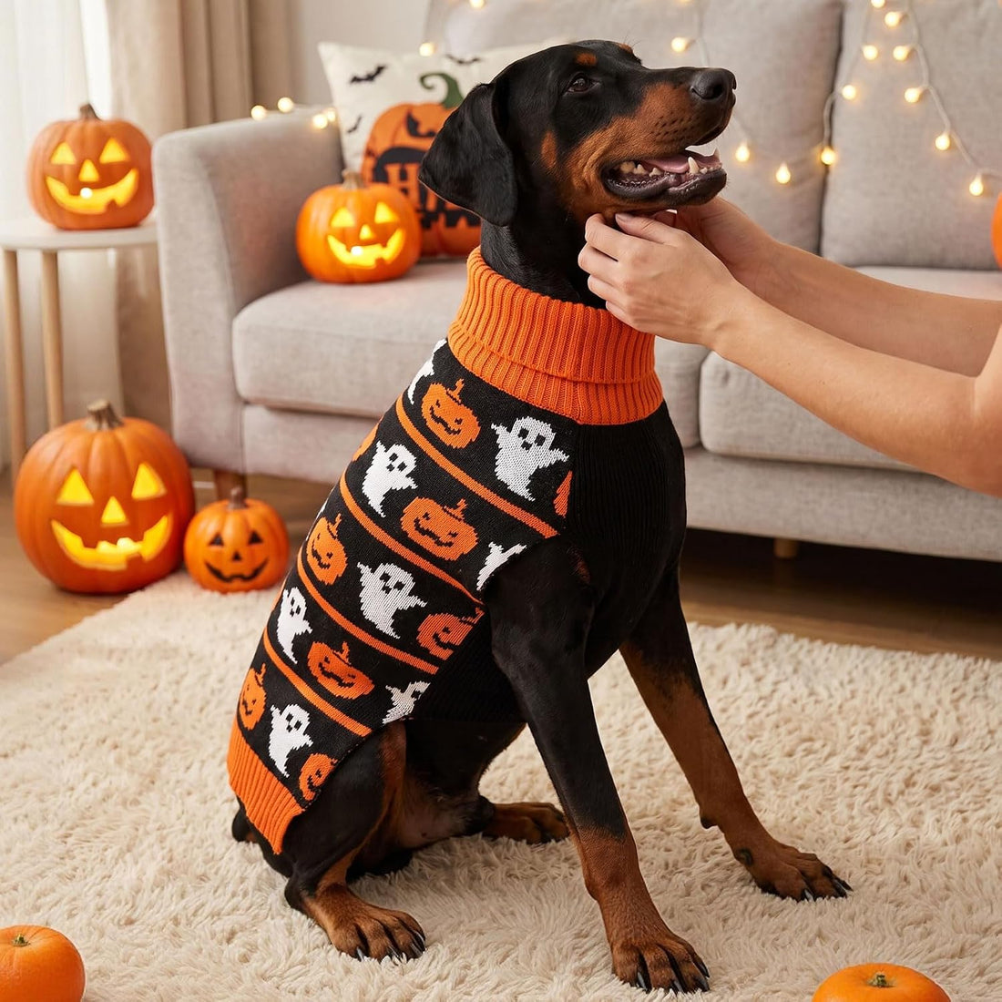 KYEESE Dog Halloween Sweater for Large Dogs Knit Pet Outfit