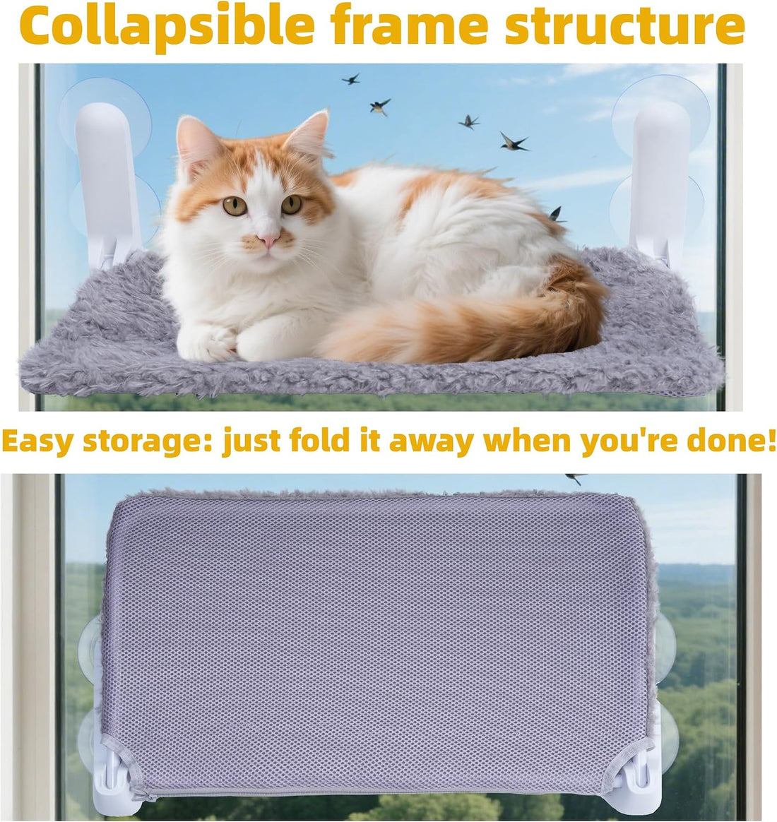 YUNIQUE Cat Window Perch, Upturned Edge Bracket