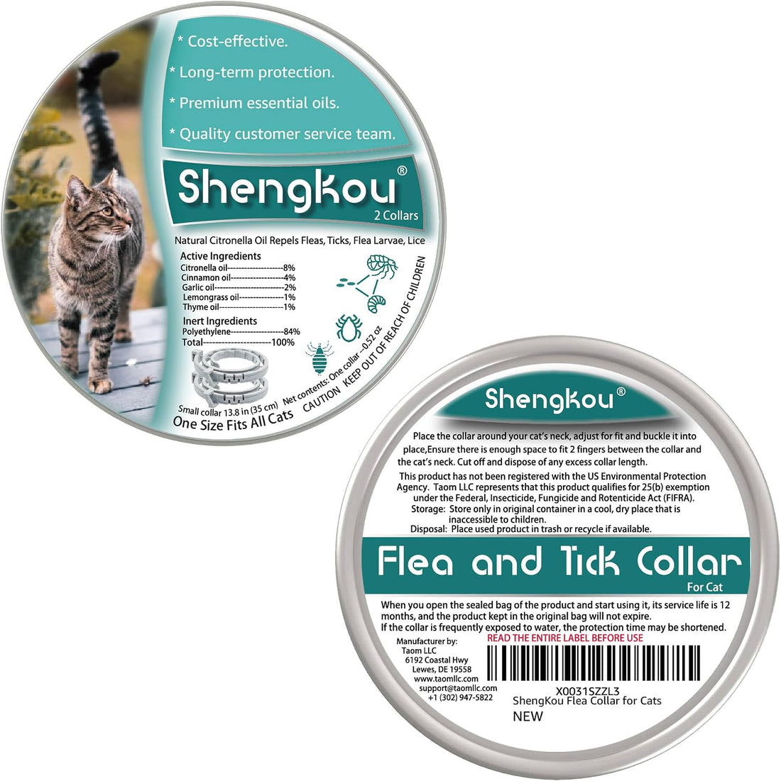 Flea and Tick Collar for Cats - Offers 12-Month Protection