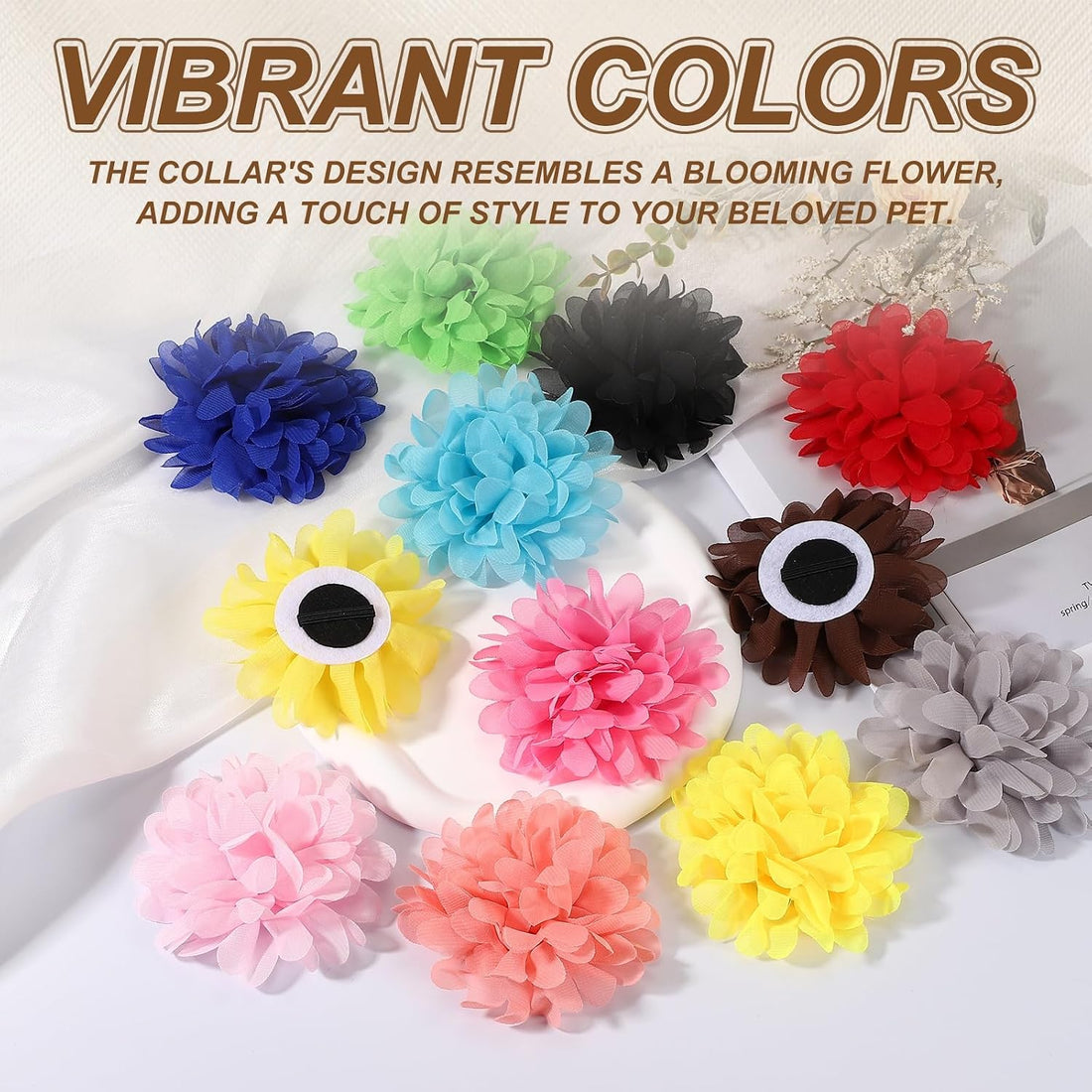 Dog Collar Flowers, Pet Flower Charms Soft Chiffon Cat Collar