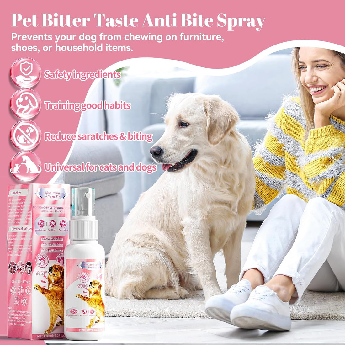 No Chew Spray for Dogs-Bitter Apple Dog Deterrent Spray