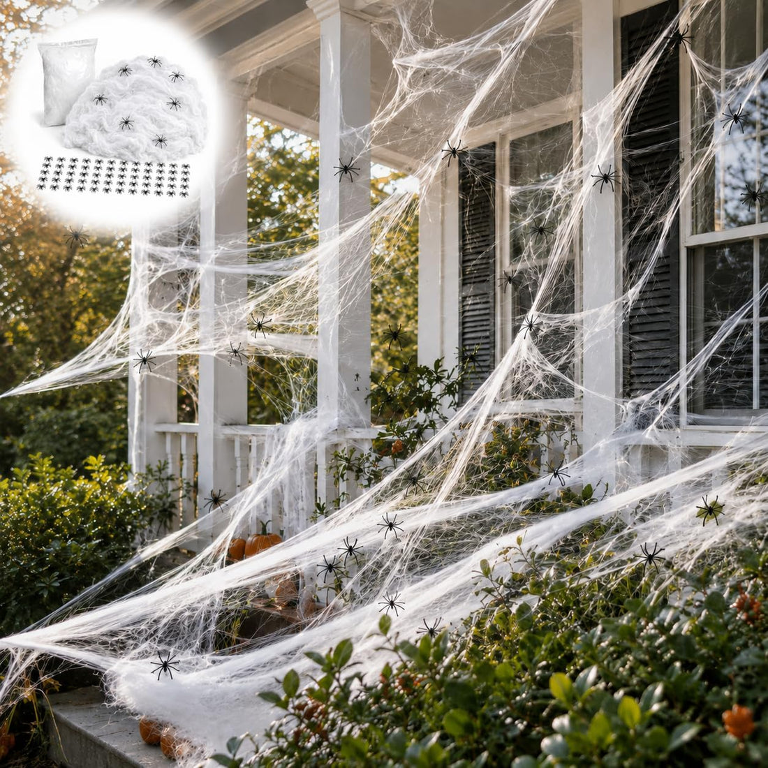 Halloween Spider Web, 2000 sgft Spider Web Decoration with 50 Fake