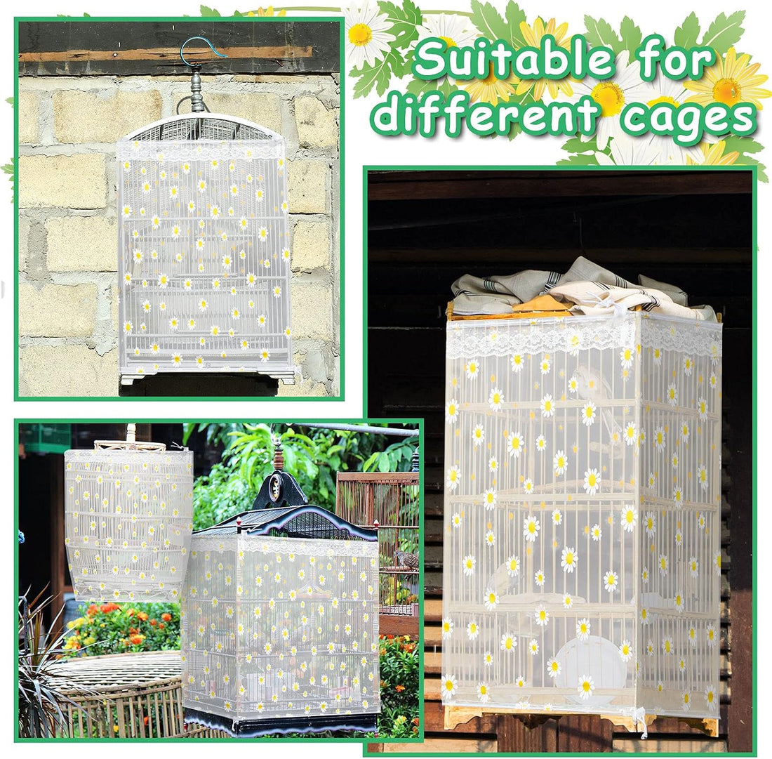 Shappy Large Bird Cage Net Cover for Seed Bird Cage Skirt Seed