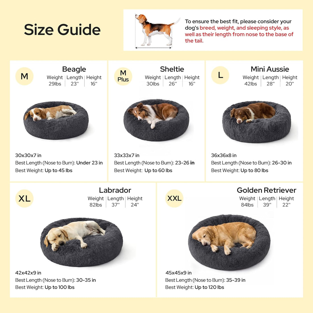 Bedsure SupportMax® Calming Dog Beds Large Sized Dog Washable Pet