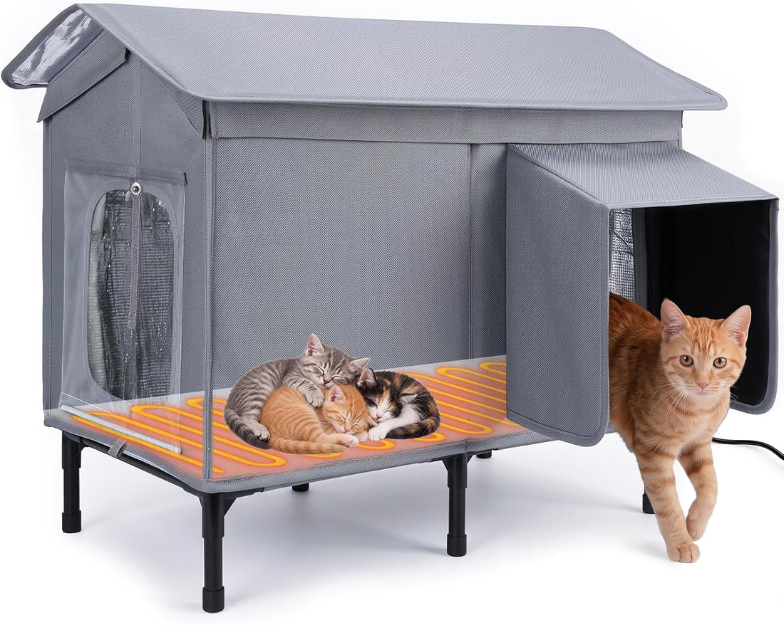 GASUR Heated Outdoor Cat House Weatherproof,Insulated Cat House