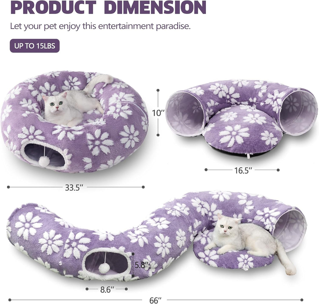 Cute Round Cat Tunnel for Indoor Cats, Purple