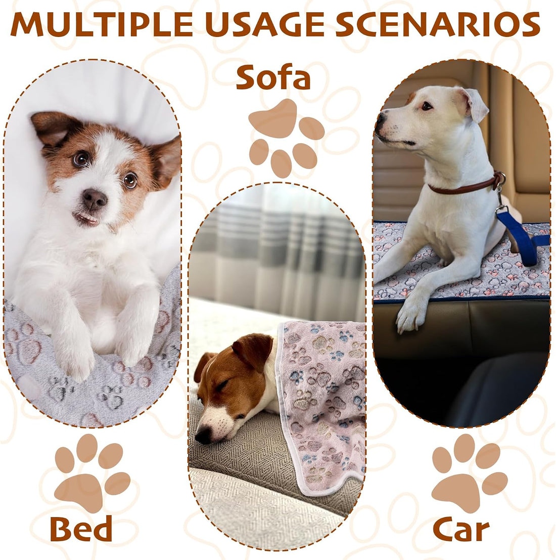 1 Pack 3 Blankets Fluffy Premium Fleece Soft Pet Blanket Flannel