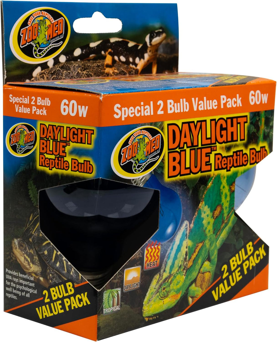 Zoo Med Daylight Blue Reptile Bulb - 60 Watt 2 Bulb Value Pack