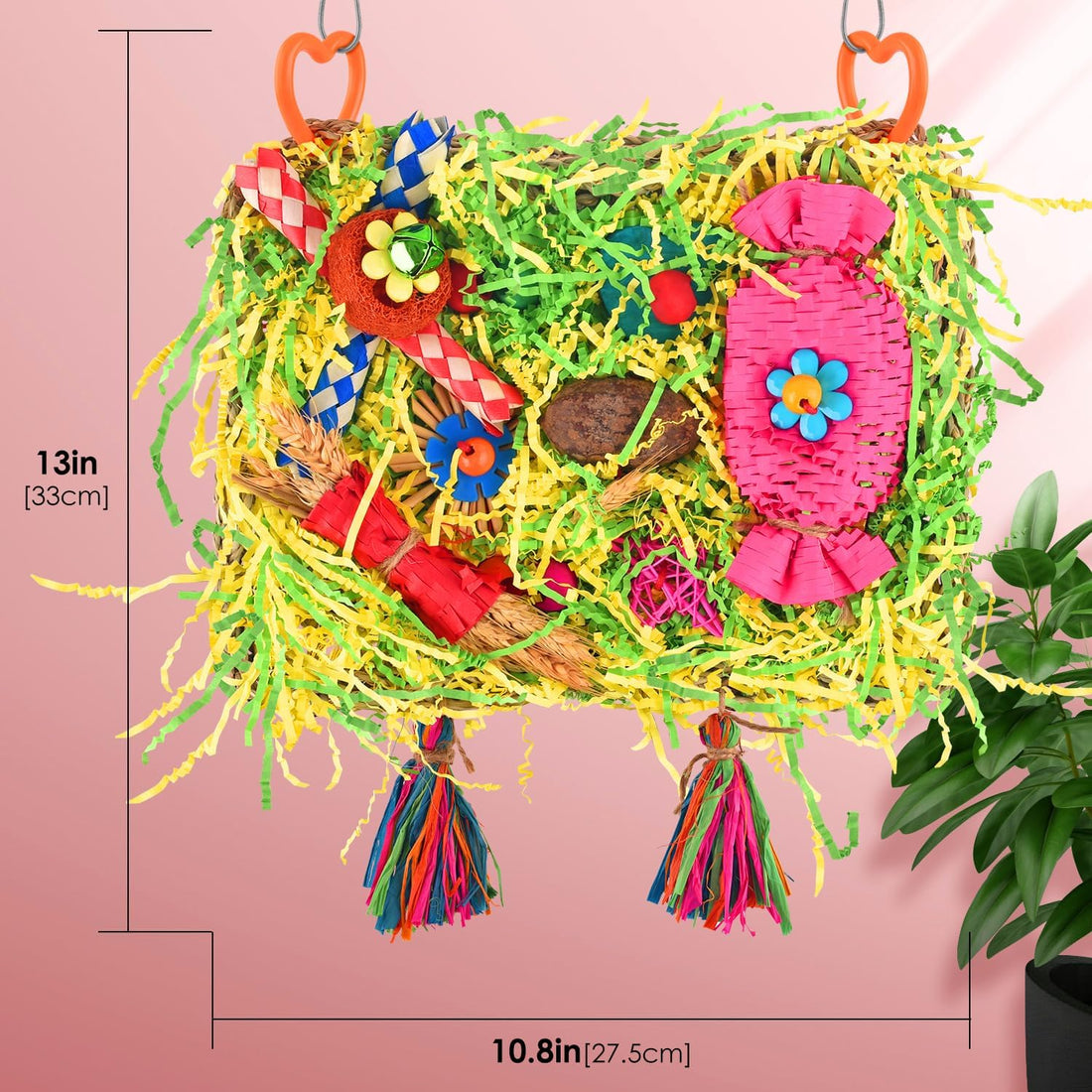 KATUMO Bird Toy, Large Size Grass Mat Foraging Shredding Hanging Toy