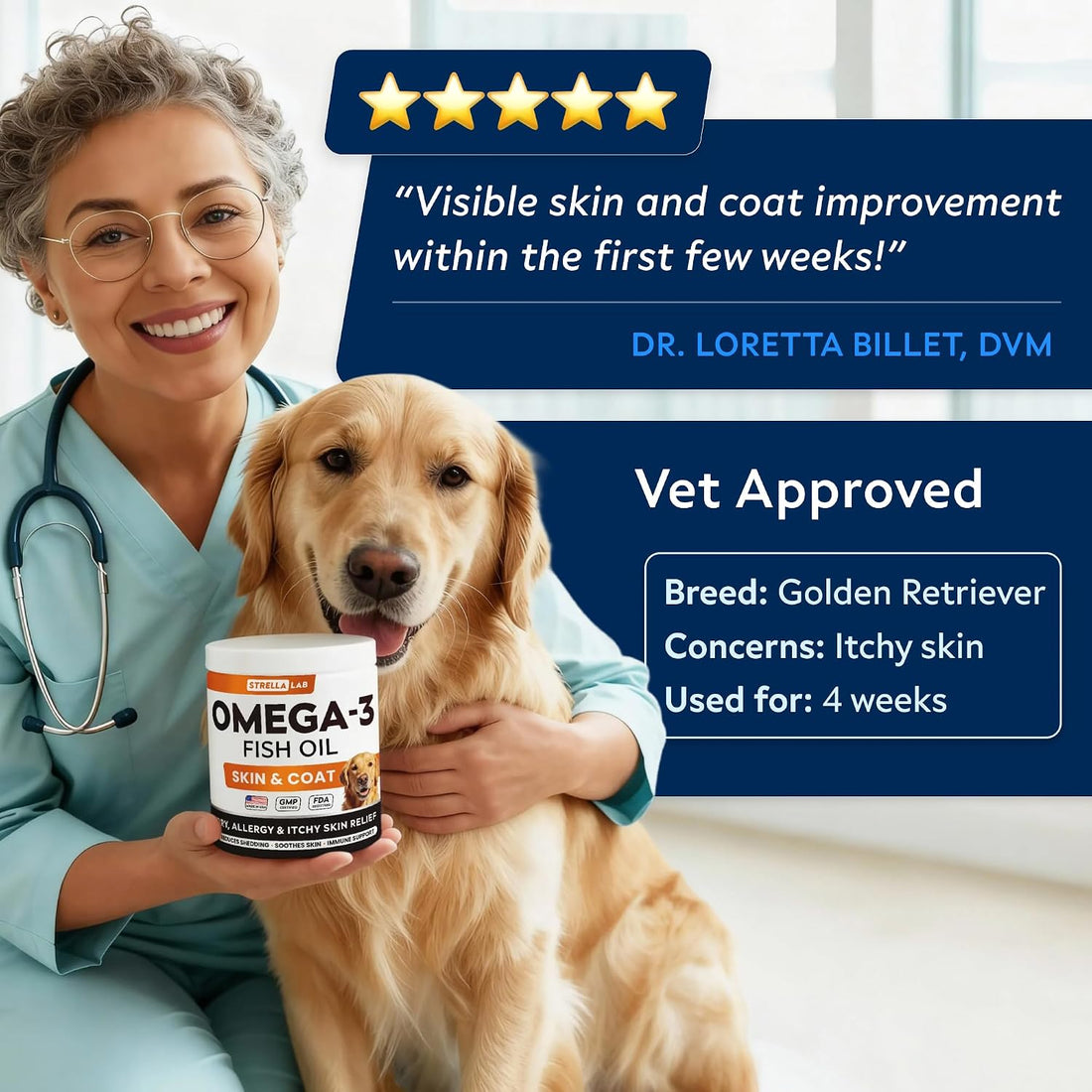 StrellaLab Omega 3 for Dogs - Fish Oil Treats
