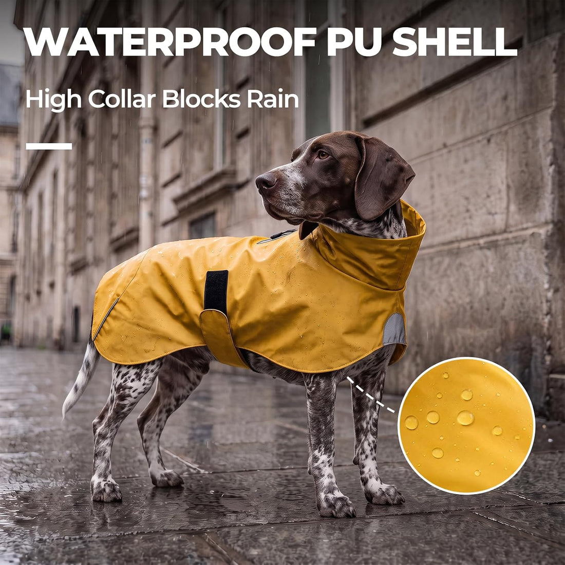 Easy-On PU Dog Raincoat, No Leg Holes (Yellow, XX-Large)