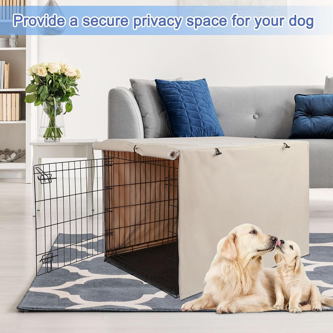 Deblue Dog Crate Cover, Durable Polyester Indoor Pet Kennel Cover