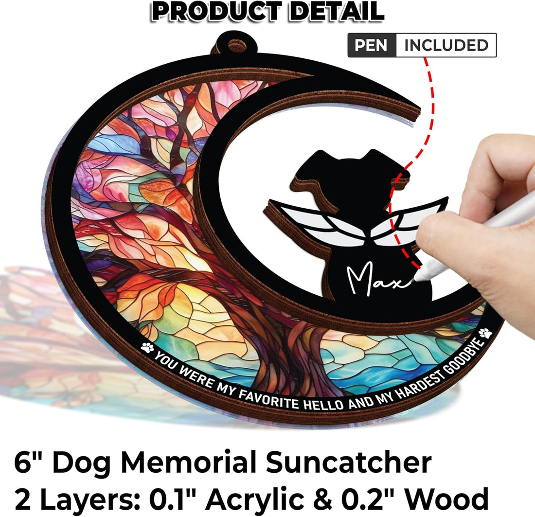 6" DIY Dog Memorial Suncatcher – 4-in-1 Pet Memorial Gifts for Dogs