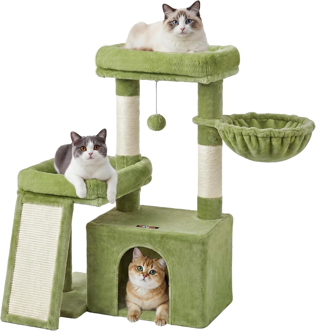 Feandrea Cat Tree, 33.8" Cat Tower, Scratching Posts and Ramp