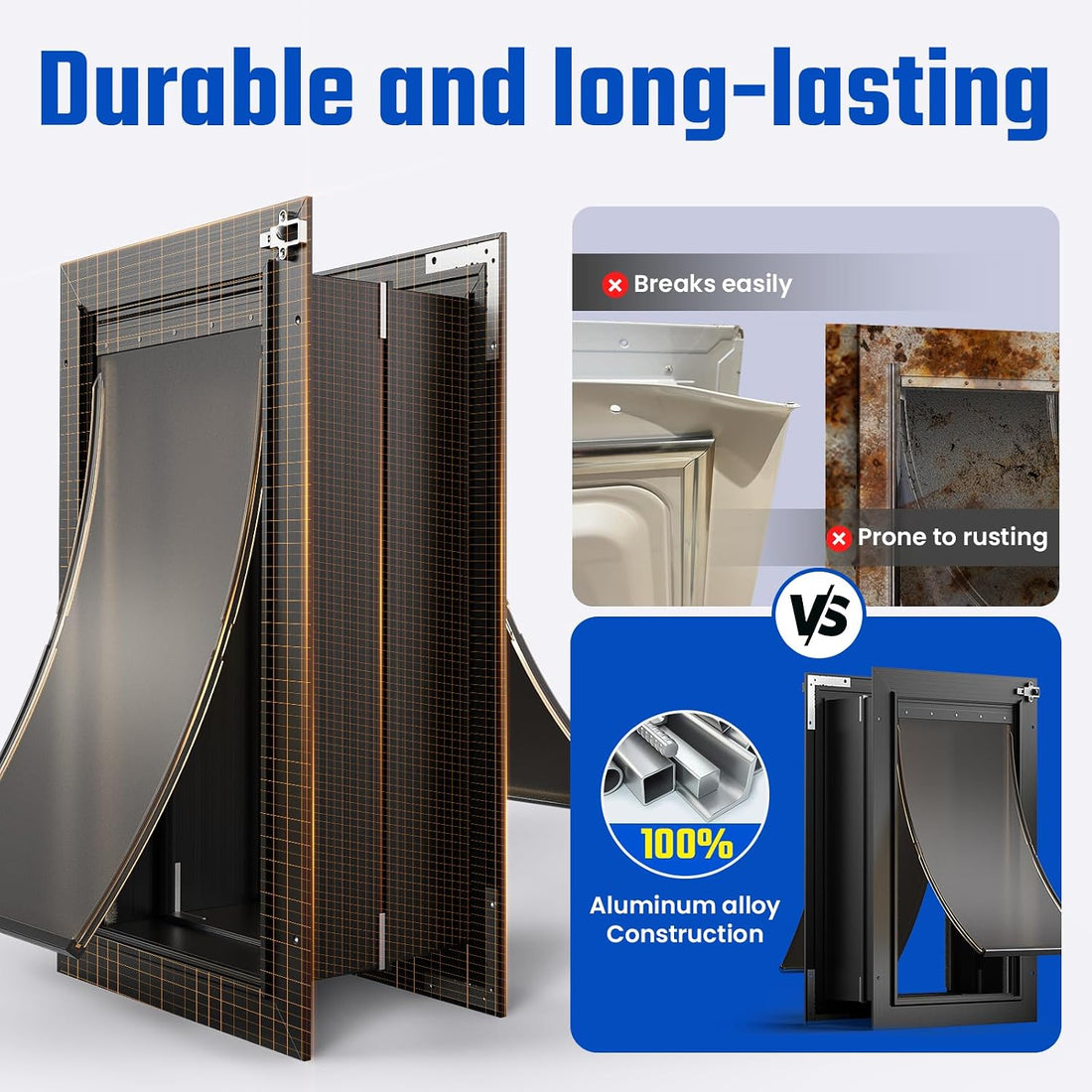 Dog Door for Wall, All Aluminum Large Doggy Door Doggie door