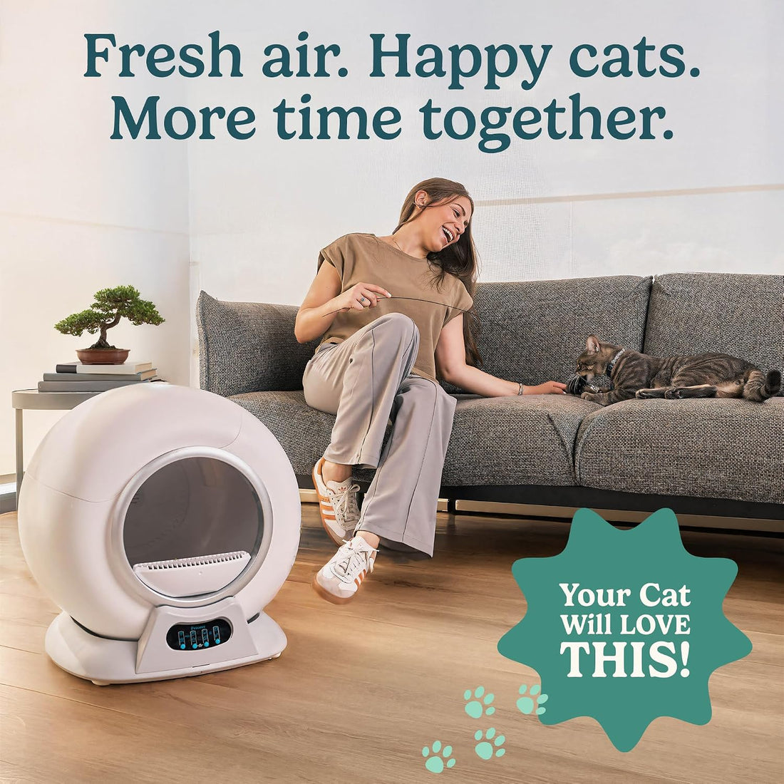 Petcove PurrTek Automatic Litter Box Self Cleaning 5GHz Wi-Fi