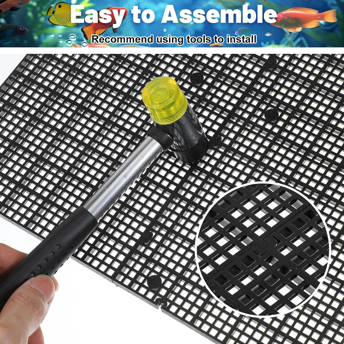 10 Pcs Aquarium Divider Grid Egg Crate with 60 Brackets,Fish Tank
