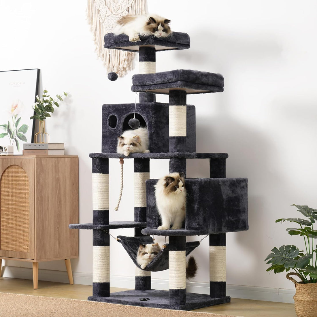 Hey-brother Large Multi-Level Cat Tree Condo Furniture