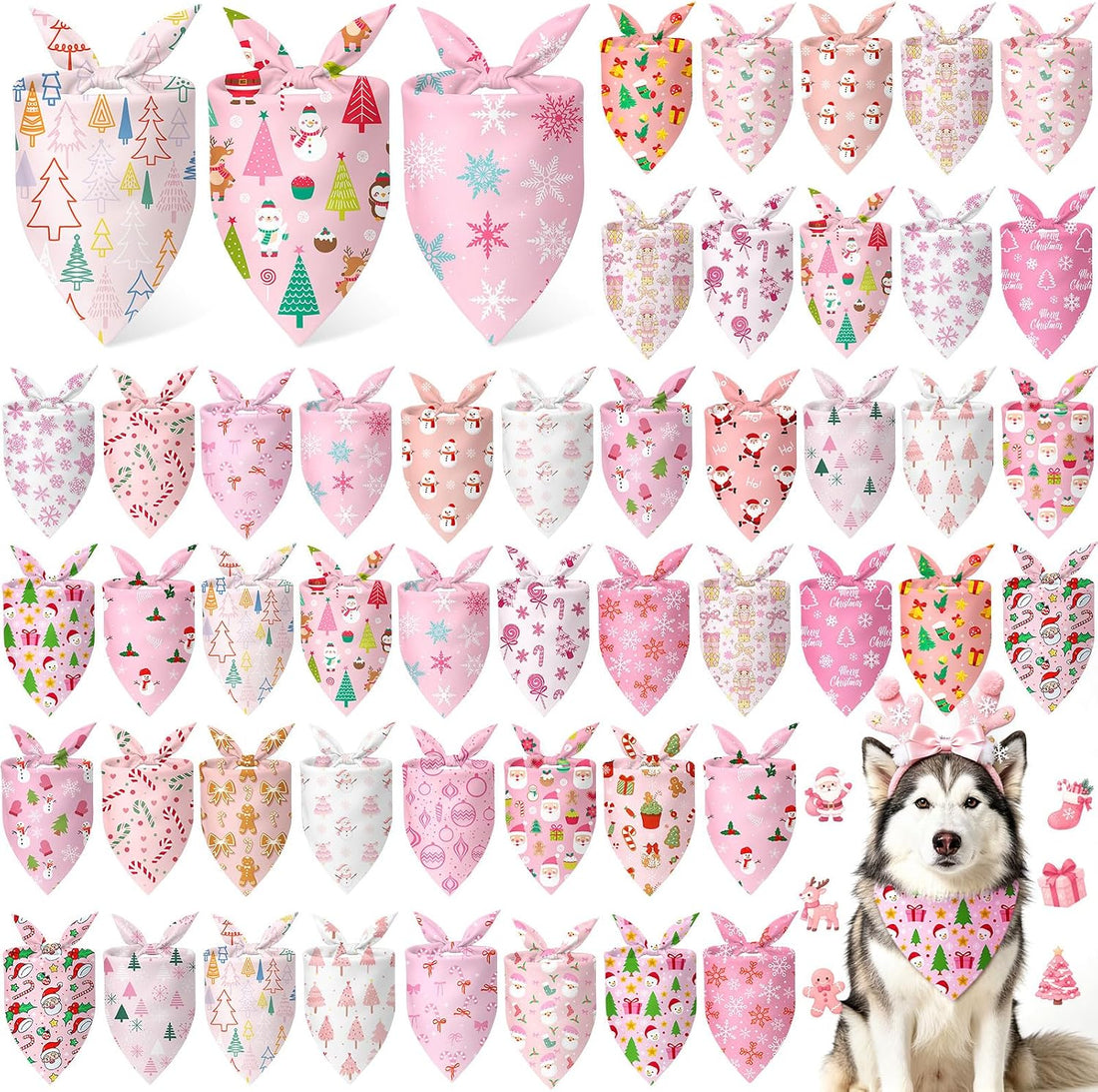 Abbylike 50 Pcs Halloween Dog Bandanas Bulk, Pumpkin Ghost Bat Skull
