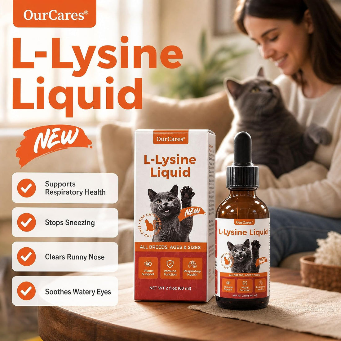 L-Lysine Beta Glucan for Cats Immune & Respiratory Drops 60ml