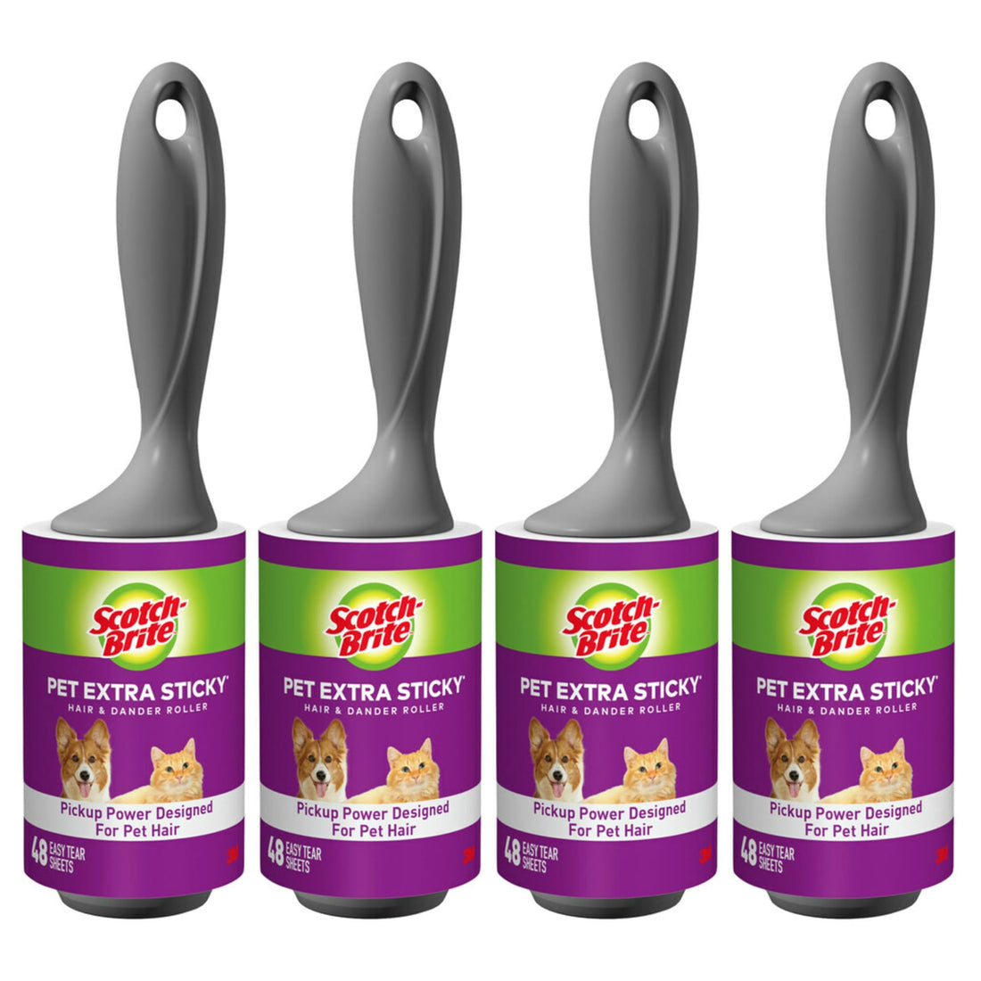 Scotch-Brite Pet Extra Sticky Lint Rollers 4 Rollers 48 Sheets Per