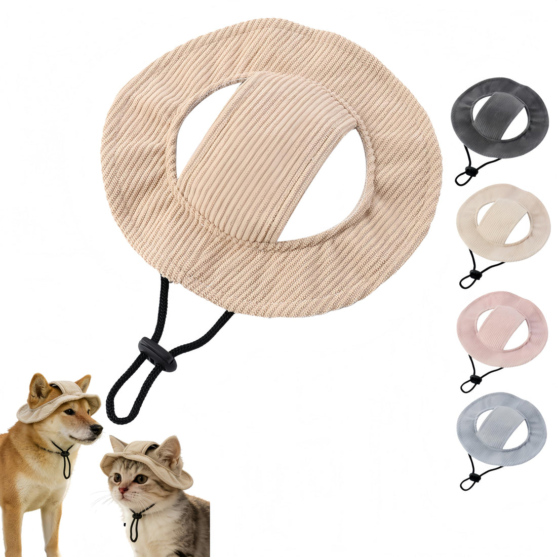 Corduroy Dog Sun Hat with Ear Holes