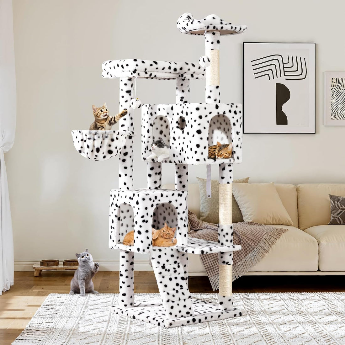 Allewie 64 Inches Cat Tree Tower/Multi-Level Activity Center