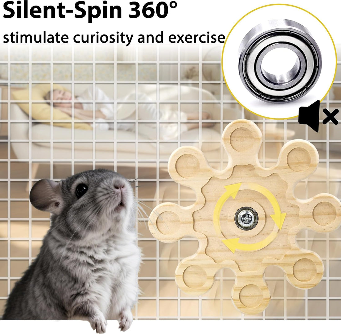 Rotating Chinchilla Chew Toys for Teeth, Kiln-Dried Wood Enrichment