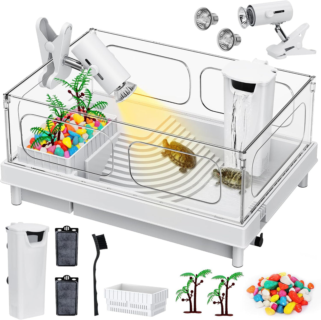 Small Turtle Tank for Baby Turtles with Basking Platform and Bottom